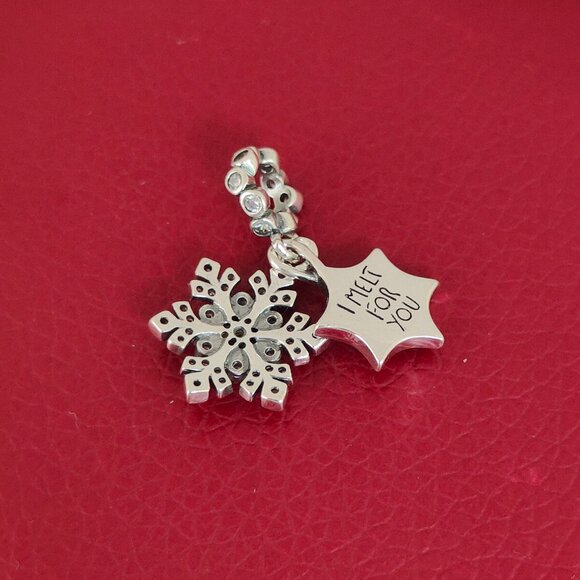Opalescent Snowflake Double Dangle Charm Sterling Silver - Picture 4 of 6